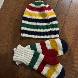 Iconic Hudson’s Bay Company Striped Knit Hat and Mittens Set womens